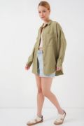 20126 Oversize Keten Gömlek - Çağla resmi